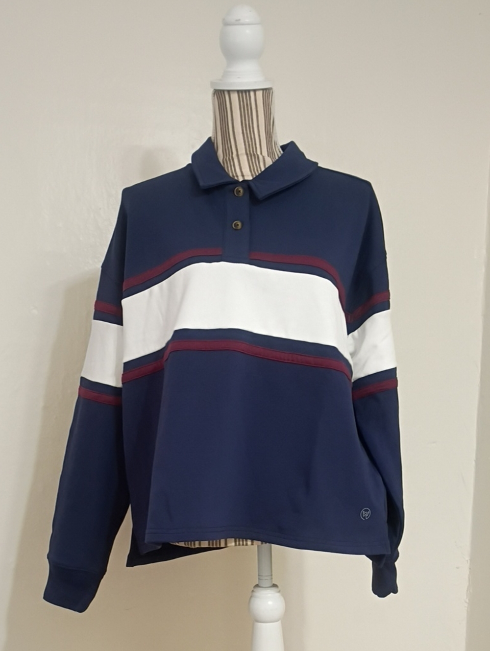 WE Wander Rugby Long Sleeve Boxy Polo Top Size L NWT